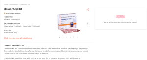 Unwanted Kit for abortion in India is not available online.